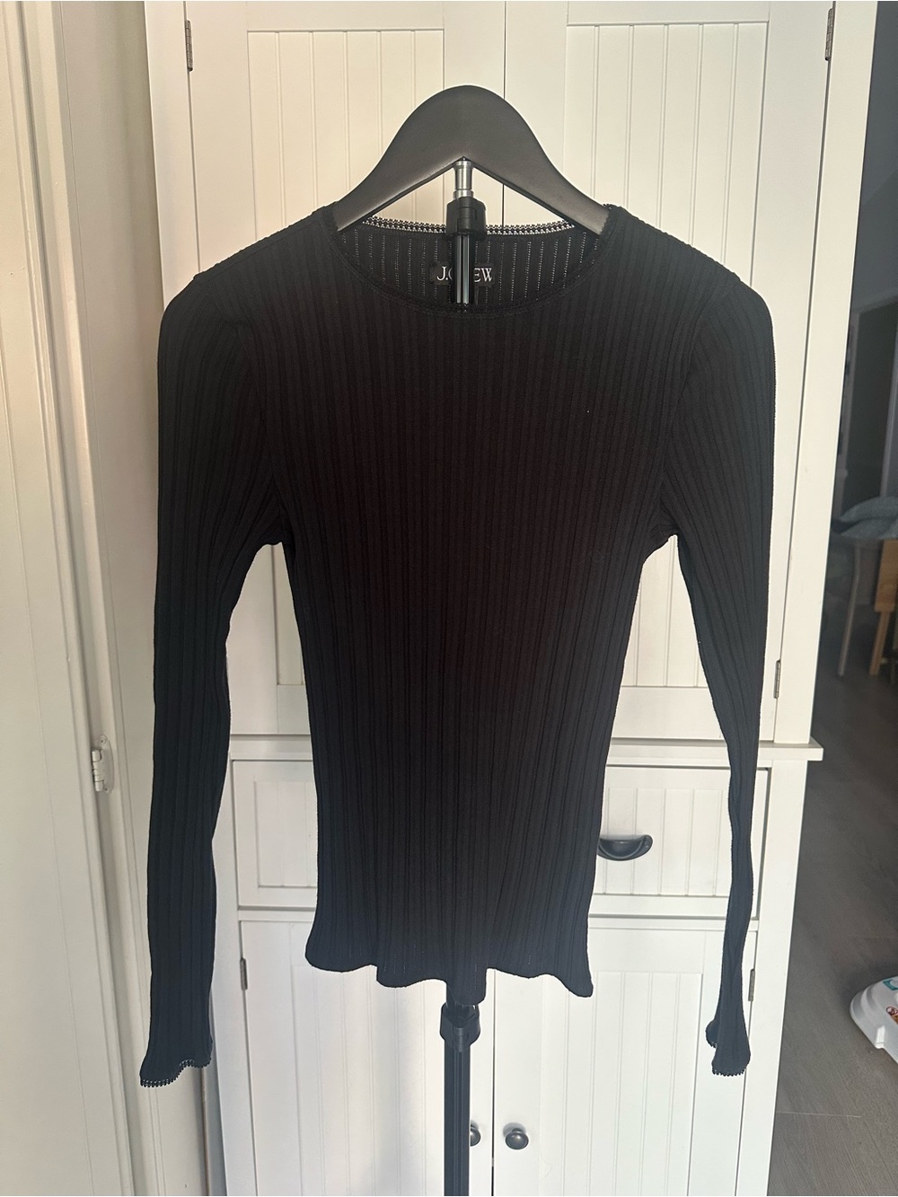 J. Crew Black Ribbed Long Sleeve Top